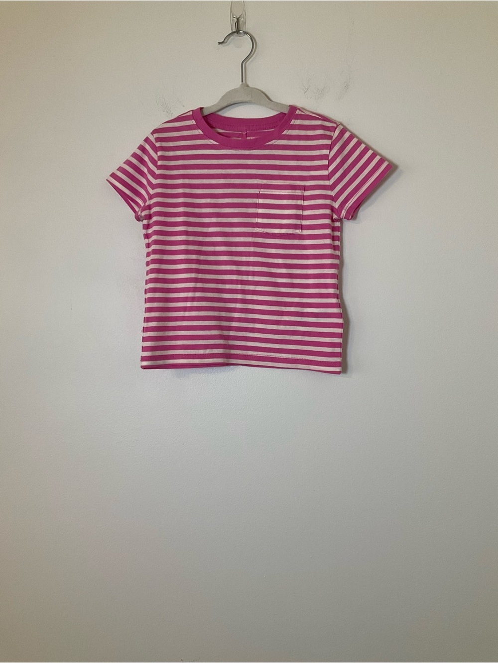 Crewcuts Pink White Striped Tee Girls XXS Pocket NWT Cotton